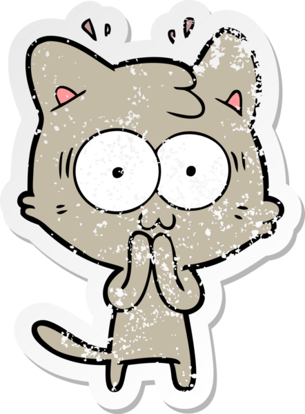 Bir karikatür çıkartması bir insan tarafından çizilmiş kediye şaşırttı.