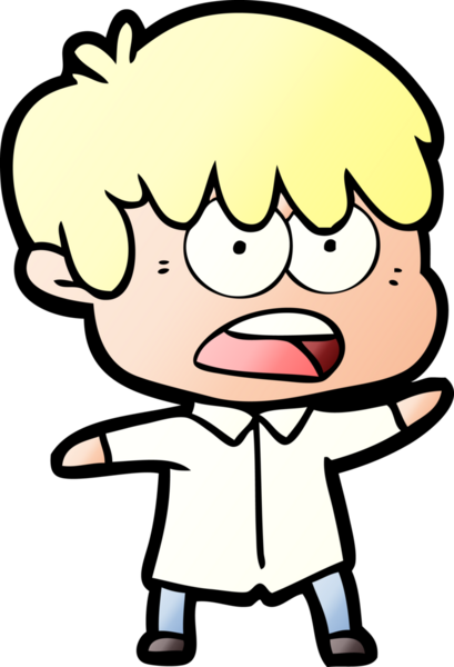 Bir insan tarafından çizilmiş endişeli çizgi film çocuğu.