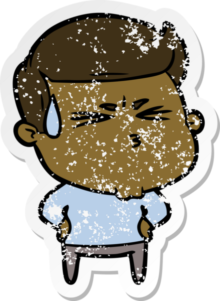 Bir insan tarafından çizilmiş sıkıntılı bir karikatür çıkartması.