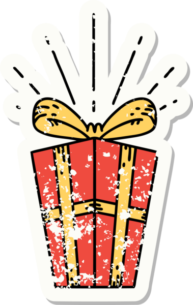 Bir insan tarafından çizilmiş dövme stili eski bir çıkartma.