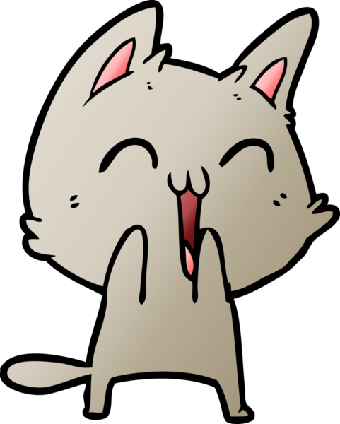 Bir insan tarafından çizilmiş mutlu çizgi film kedisi.