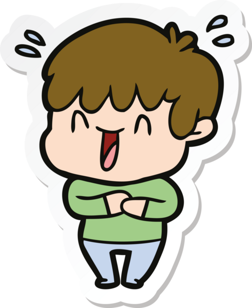 Bir insan tarafından çizilmiş, gülen bir çocuğun çıkartması.