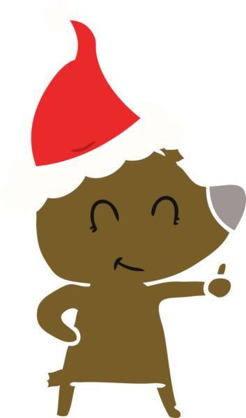 Dişi ayı eli, bir insan tarafından çizilmiş Noel Baba şapkasının düz renk çizimi.