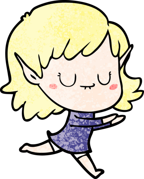 Bir insan tarafından çizilmiş mutlu elf kızı.