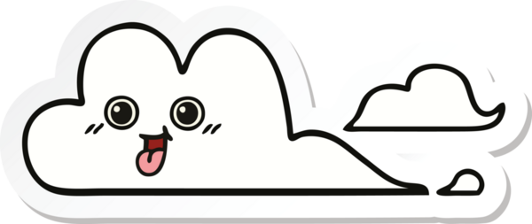 Bir insan tarafından çizilmiş şirin bir karikatür bulutunun çıkartması.