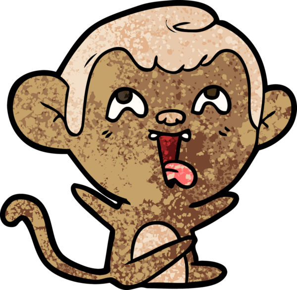 Bir insan tarafından çizilmiş çılgın çizgi film maymunu