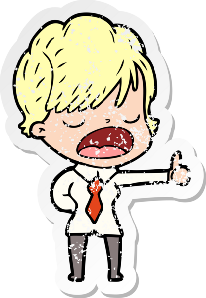 Bir insan tarafından çizilmiş karikatür kadının sıkıntılı çıkartması.