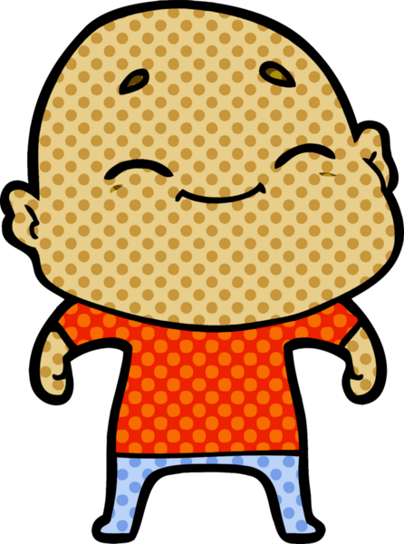 Bir insan tarafından çizilmiş mutlu, kel adam.