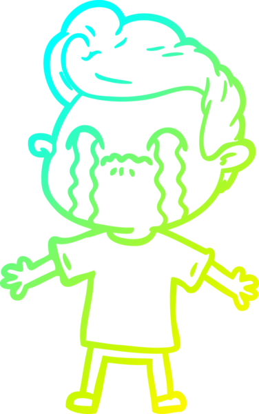 Bir insan tarafından çizilmiş ağlayan bir çizgi film karakteri çizimi.