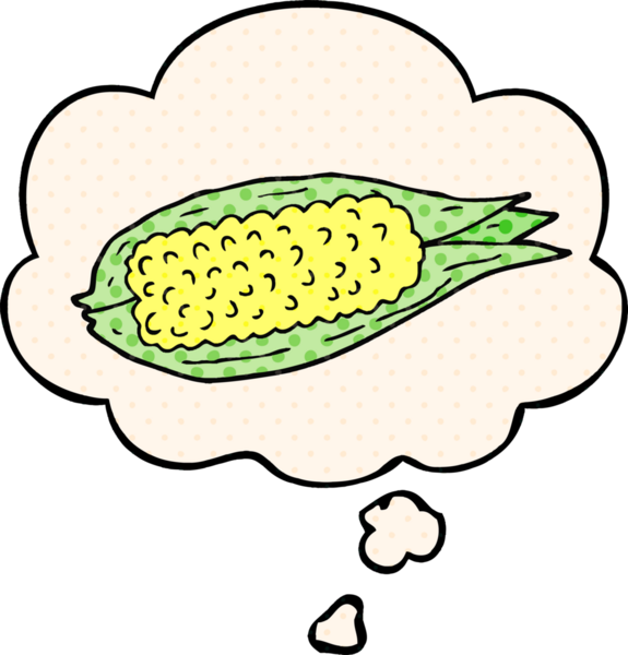 Bir insan tarafından çizilmiş, düşünce baloncuklu çizgi roman mısırı.
