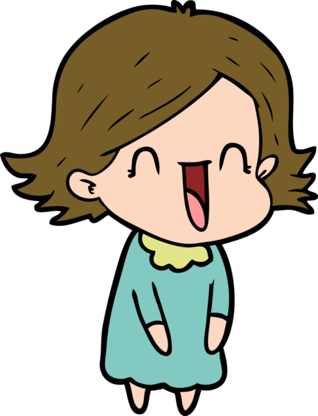 Bir insan tarafından çizilmiş mutlu bir kadın.