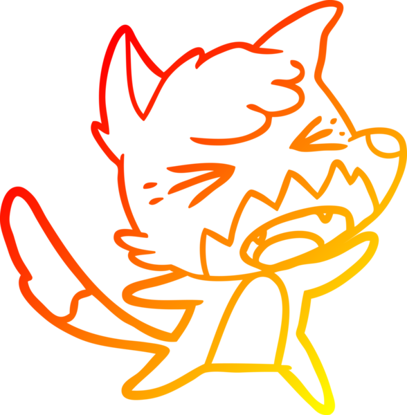 Bir insan tarafından çizilmiş kızgın bir tilkinin sıcak çizgi çizimi