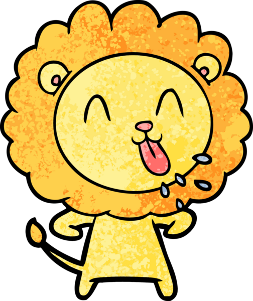 Bir insan tarafından çizilmiş mutlu çizgi film aslanı.