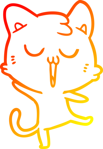 Bir insan tarafından çizilmiş çizgi film kedisinin sıcak çizgi çizimi