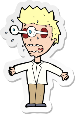 Bir insan tarafından çizilmiş, dik dik bakan bir çizgi film çıkartması.