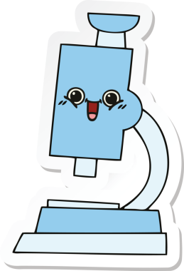 Bir insan tarafından çizilmiş şirin bir mikroskop etiketi.