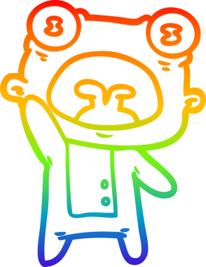 Gökkuşağının gradyan çizimi bir insan tarafından çizilen garip uzaylı çizimi.