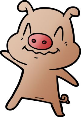 Bir insan tarafından çizilmiş sinirli çizgi film domuzu.