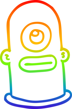 Gökkuşağı gradyan çizgi çizimi bir insan tarafından çizilmiş Kiklop yüzü