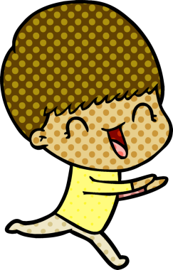 Bir insan tarafından çizilmiş mutlu çizgi film çocuğu.