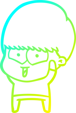 Bir çizgi film karakteri çizen soğuk çizgi bir insan tarafından çizilmiş mutlu çocuk.