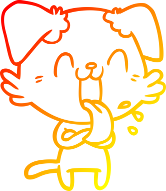 Bir insan tarafından çizilmiş çizgi film köpeğinin sıcak çizgi çizimi