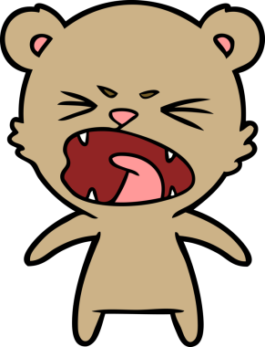 Bir insan tarafından çizilmiş kızgın çizgi film ayısı.