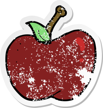 Bir insan tarafından çizilmiş elma karikatürünün gerilimli yapıştırması.