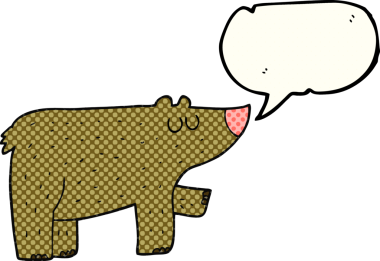 Bir insan tarafından çizilmiş serbest çizilmiş çizgi roman konuşma balonu çizgi film ayısı.