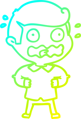 Bir çizgi film karakterinin soğuk gradyan çizimi bir insan tarafından tamamen strese sokulmuş.