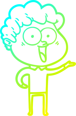 Heyecanlı bir adamın insan tarafından çizilmiş soğuk gradyan çizgisi