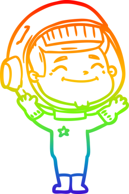 gökkuşağı gradyan çizimi mutlu bir çizgi astronot çizimi bir insan tarafından çizildi