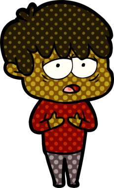 Bir insan tarafından çizilmiş bitkin çocuk çizgi filmi.