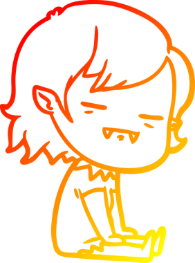 Bir insan tarafından çizilmiş yaşayan ölümsüz vampir bir kızın çizgi çizimi.