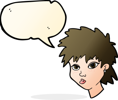 Bir insan tarafından çizilmiş konuşma balonu olan meraklı bir kız.