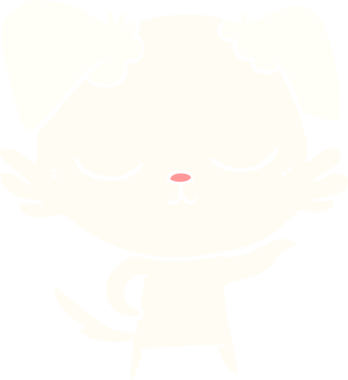 Bir insan tarafından çizilmiş şirin düz renkli çizgi film köpeği.