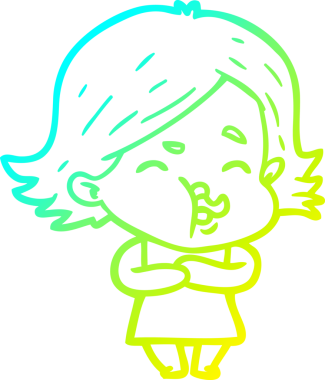 Bir insan tarafından çizilmiş bir karikatür kızı çizimi.