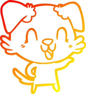 Bir insan tarafından çizilmiş gülen çizgi film köpeğinin sıcak çizgi çizgisi.