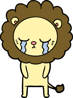 Bir insan tarafından çizilmiş ağlayan çizgi film aslanı.