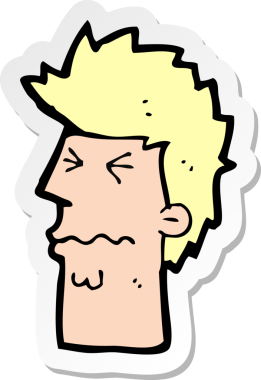 Bir insan tarafından çizilmiş bir karikatürün çıkartması.