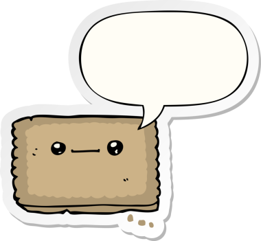 Bir insan tarafından çizilmiş konuşma balonu çıkartmalı çizgi film bisküvisi.