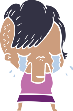 Bir insan tarafından çizilmiş düz renkli karikatür.