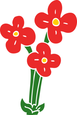 Bir insan tarafından çizilmiş bir demet çiçek.