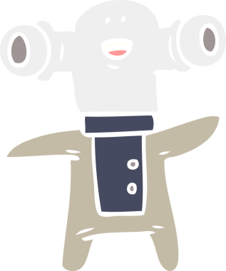 Bir insan tarafından çizilmiş düz renkli çizgi film uzaylısı.