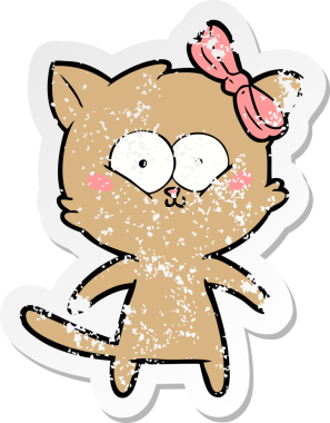 Bir insan tarafından çizilmiş karikatür bir kedinin sıkıntılı çıkartması.