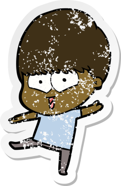 Bir insan tarafından çizilmiş mutlu bir çocuğun sıkıntılı çıkartması.