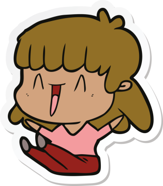 Bir insan tarafından çizilmiş bir karikatür kadının çıkartması.