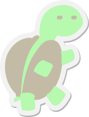 Bir insan tarafından çizilmiş kaplumbağa çıkartması.