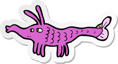 Bir insan tarafından çizilmiş karides etiketi.