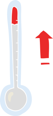 Bir insan tarafından çizilen yükselen sıcaklığın düz renk çizimi